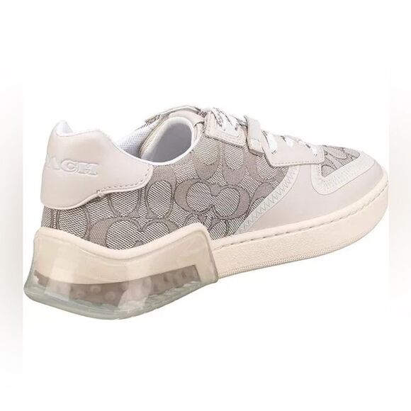 Coach Citysole Court Sneakers Signature Canvas Leather Stone Chalk Logo 10 EUC - Picture 5 of 12